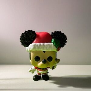 Festive Character Mickey Figurine with Santa Hat